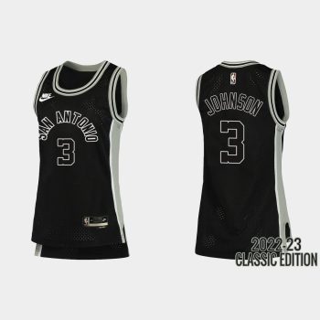 Women San Antonio Spurs Keldon Johnson #3 2022-23 Classic Edition Black Jersey