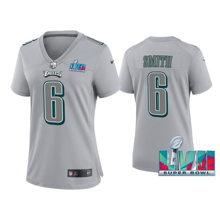 Women Devonta Smith Philadelphia Eagles Super Bowl LVII Gray Atmosphere Jersey