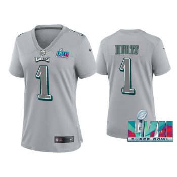 Women Jalen Hurts Philadelphia Eagles Super Bowl LVII Gray Atmosphere Jersey