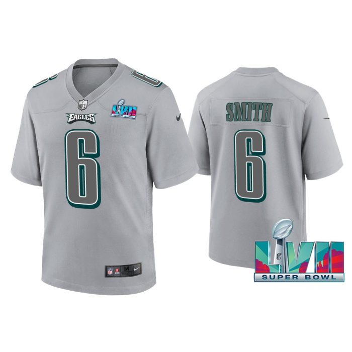 Youth Devonta Smith Philadelphia Eagles Super Bowl LVII Gray Atmosphere Jersey