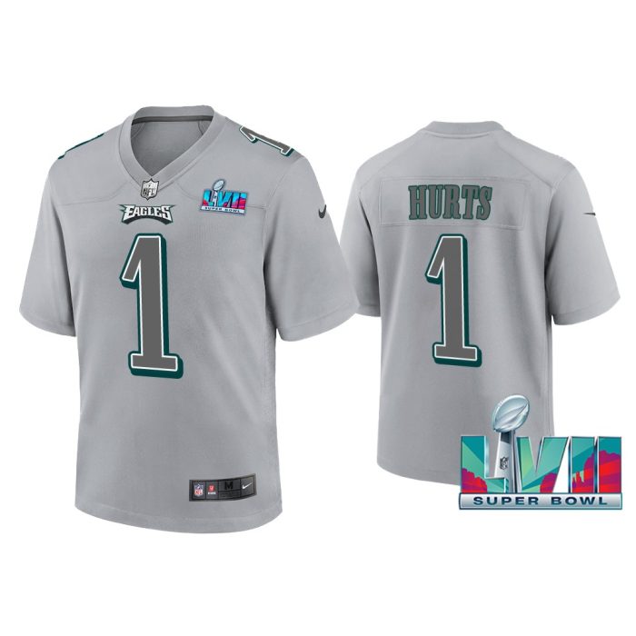 Youth Jalen Hurts Philadelphia Eagles Super Bowl LVII Gray Atmosphere Jersey