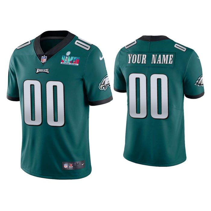 Custom Philadelphia Eagles Super Bowl LVII Green Vapor Limited Jersey