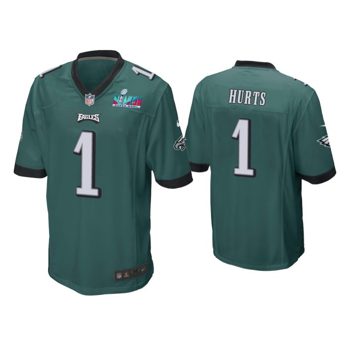 Jalen Hurts Philadelphia Eagles Super Bowl LVII Midnight Green Game Jersey