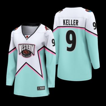 Women Arizona Coyotes Clayton Keller #9 2023 NHL All-Star Western Conference Breakaway Player Jersey White