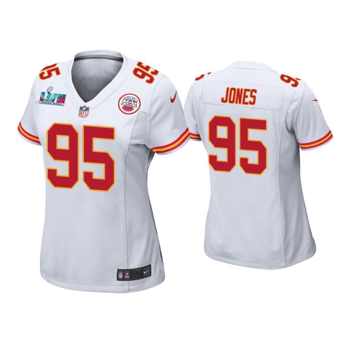 Women Chris Jones Kansas City Chiefs Super Bowl LVII White Game Jersey