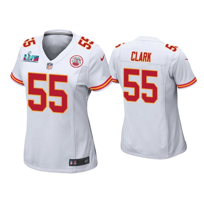 Women Frank Clark Kansas City Chiefs Super Bowl LVII White Game Jersey