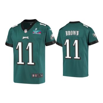 Youth A.J. Brown Philadelphia Eagles Super Bowl LVII Midnight Green Game Jersey