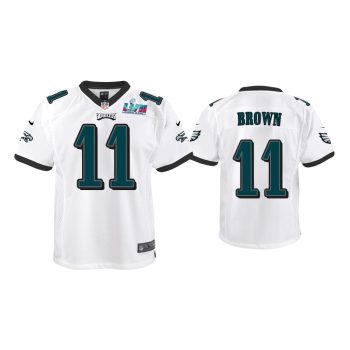 Youth A.J. Brown Philadelphia Eagles Super Bowl LVII White Game Jersey