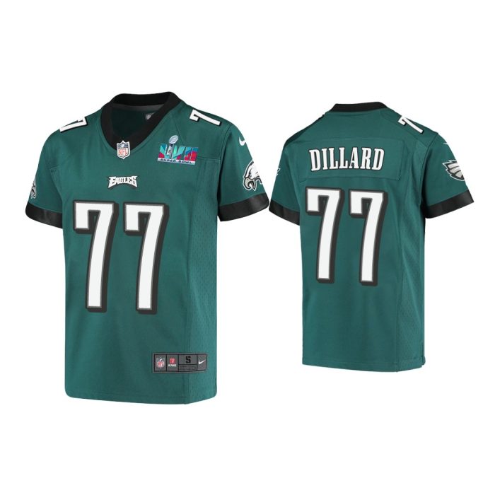 Youth Andre Dillard Philadelphia Eagles Super Bowl LVII Midnight Green Game Jersey