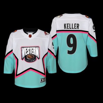 Youth Arizona Coyotes Clayton Keller #9 2023 NHL All-Star Western Conference Premier White Jersey