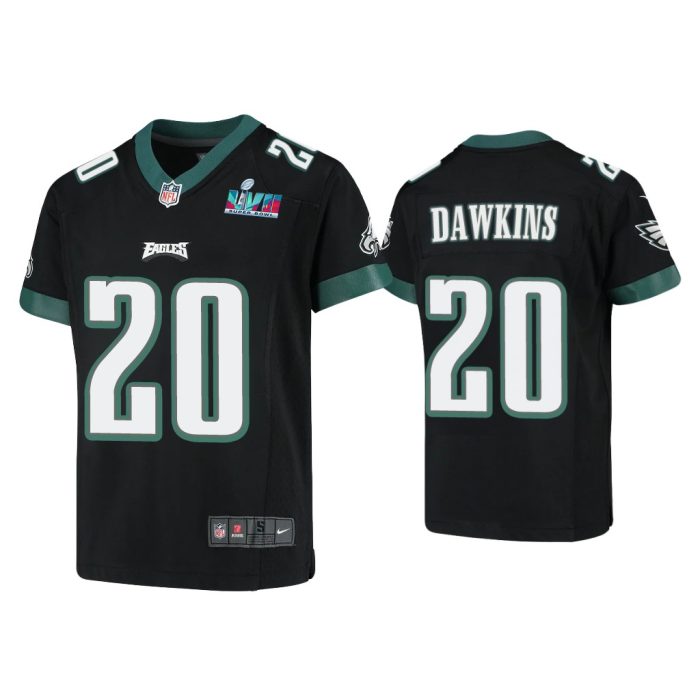 Youth Brian Dawkins Philadelphia Eagles Super Bowl LVII Black Game Jersey