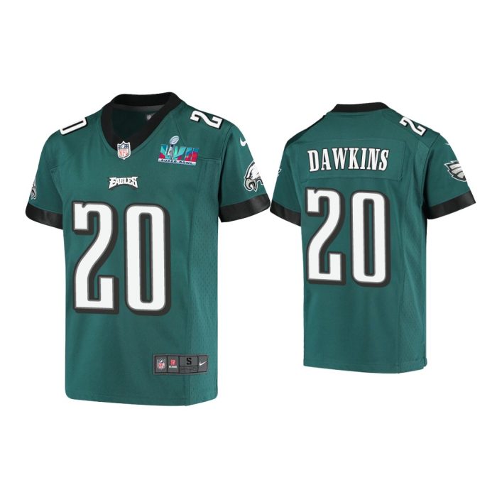 Youth Brian Dawkins Philadelphia Eagles Super Bowl LVII Midnight Green Game Jersey