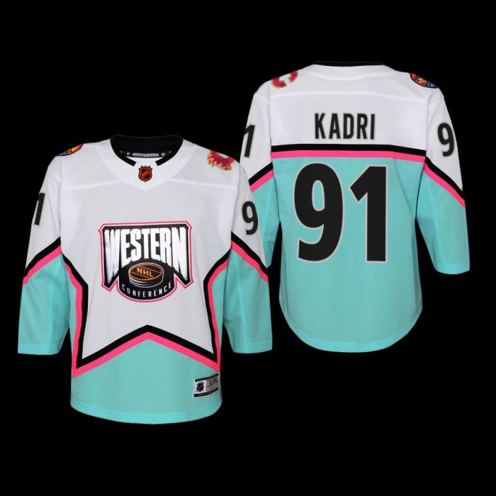 Youth Calgary Flames Nazem Kadri #91 2023 NHL All-Star Western Conference Premier White Jersey