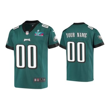 Youth Custom Philadelphia Eagles Super Bowl LVII Midnight Green Game Jersey