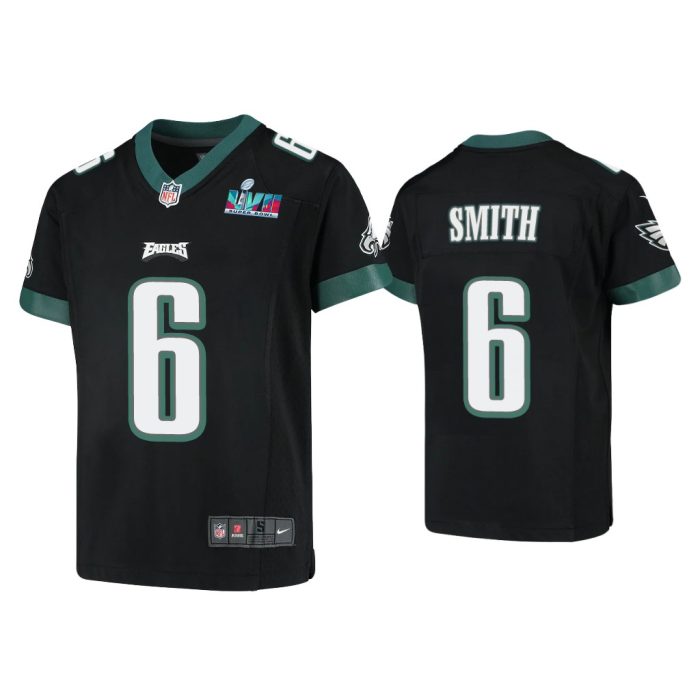 Youth Devonta Smith Philadelphia Eagles Super Bowl LVII Black Game Jersey