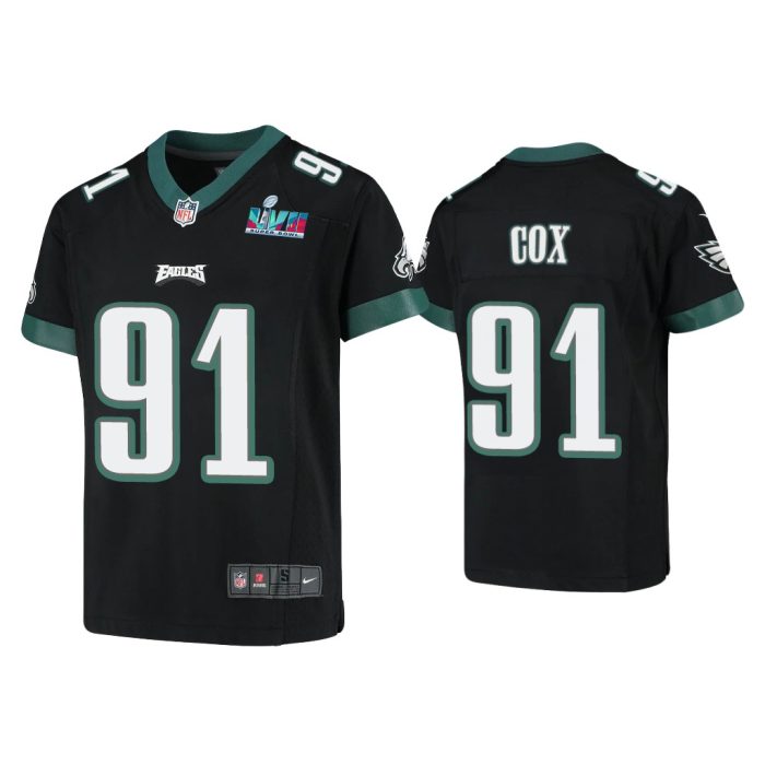 Youth Fletcher Cox Philadelphia Eagles Super Bowl LVII Black Game Jersey