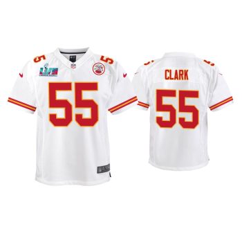 Youth Frank Clark Kansas City Chiefs Super Bowl LVII White Game Jersey