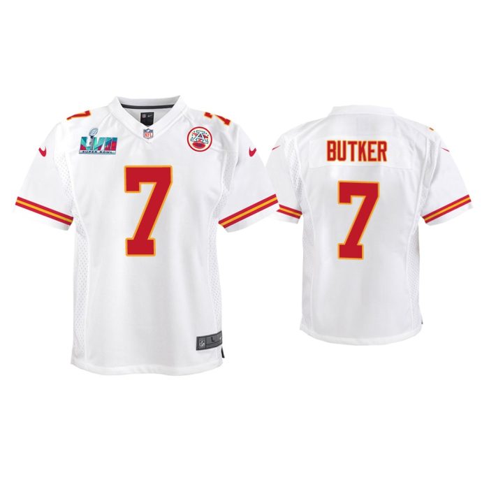 Youth Harrison Butker Kansas City Chiefs Super Bowl LVII White Game Jersey