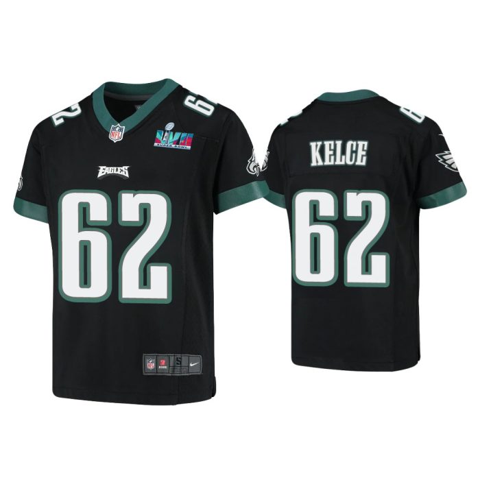 Youth Jason Kelce Philadelphia Eagles Super Bowl LVII Black Game Jersey