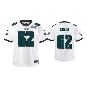 Youth Jason Kelce Philadelphia Eagles Super Bowl LVII White Game Jersey