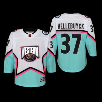 Youth Winnipeg Jets Connor Hellebuyck #37 2023 NHL All-Star Western Conference Premier White Jersey