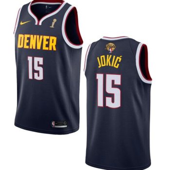 Men Denver Nuggets #15 Nikola Jokic Navy 2023 Finals Champions Icon EditionStitched Jersey