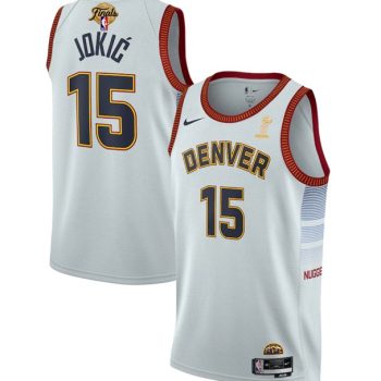 Men Denver Nuggets #15 Nikola Jokic White 2023 Finals Champions Icon Edition Stitched Jersey