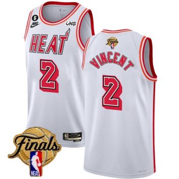 Men Miami Heat #2 Gabe Vincent White 2023 Finals Classic Edition With NO.6 Patch Stitched Jersey