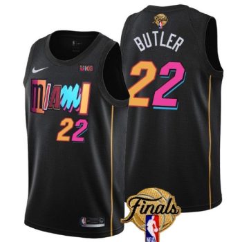 Men Miami Heat #22 Jimmy Butler Black 2023 Finals City Edition Stitched Basketball Jersey