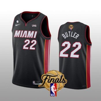 Men Miami Heat #22 Jimmy Butler Black 2023 Finals Icon Edition With NO.6 Patch Stitched Jersey