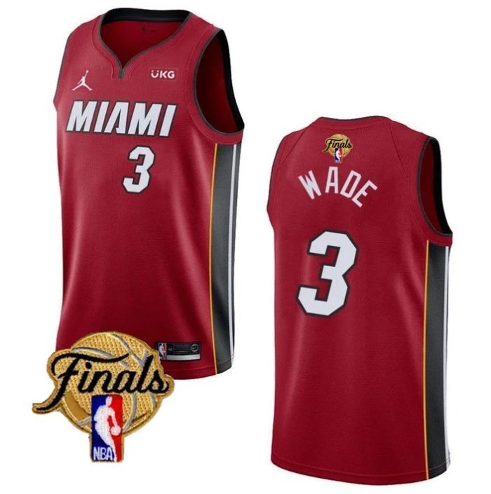 Men Miami Heat #3 Dwyane Wade Red 2023 Finals Statement Edition Stitched Jersey