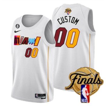 Men Miami Heat Active Player Custom White 2023 Finals City Edition With NO.6 Patch Stitched Jersey