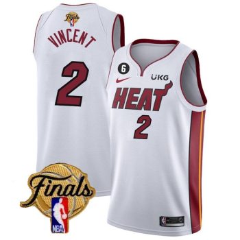 Miami Heat #2 Gabe Vincent White 2023 Finals Association Edition With NO.6 Patch Stitched Jersey