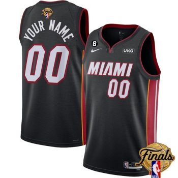 Miami Heat Customized Black 2023 Finals Icon Edition With NO.6 Patch Stitched Basketball Jersey