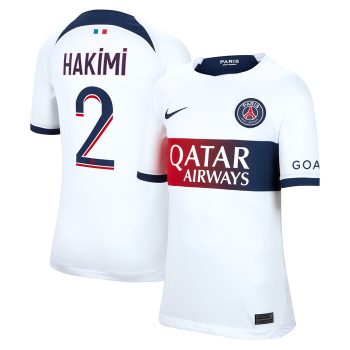 Achraf Hakimi Paris Saint-Germain Youth 2023/24 Away Stadium Replica Player Jersey - White