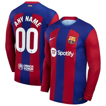 Barcelona 2023 Home Replica Custom Long Sleeve Jersey - Royal