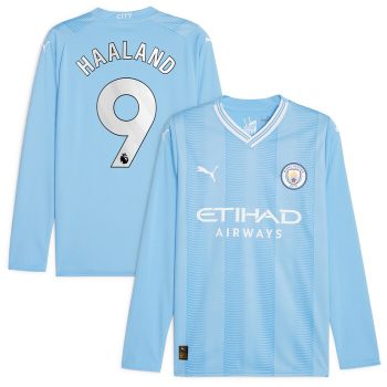 Erling Haaland Manchester City Puma 2023/24 Home Replica Player Long Sleeve Jersey - Sky Blue