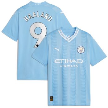 Erling Haaland Manchester City Puma Youth 2023/24 Home Replica Player Jersey - Sky Blue