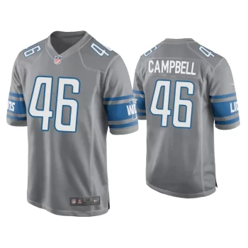 Jack Campbell Detroit Lions Silver 2023 NFL Draft Game Jersey