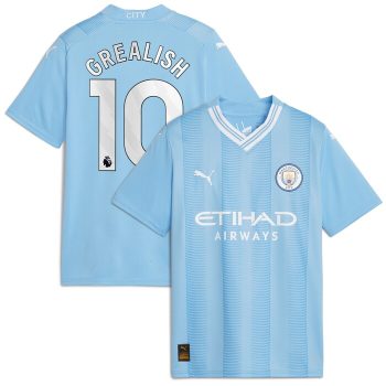 Jack Grealish Manchester City Puma Youth 2023/24 Home Replica Player Jersey - Sky Blue