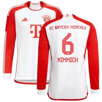 Joshua Kimmich Bayern Munich 2023/24 Home Replica Long Sleeve Jersey - White