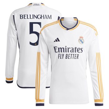 Jude Bellingham Real Madrid 2023/24 Home Replica Long Sleeve Jersey - White
