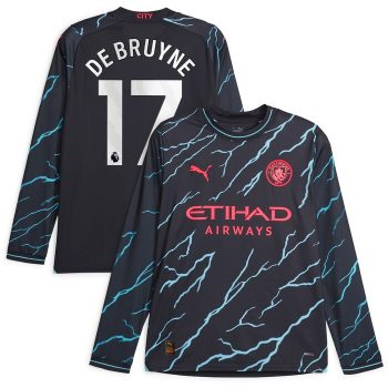 Kevin De Bruyne Manchester City Puma 2023/24 Third Long Sleeve Replica Player Jersey - Navy