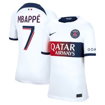 Kylian Mbappe Paris Saint-Germain Youth 2023/24 Away Stadium Replica Player Jersey - White