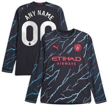 Manchester City Puma 2023/24 Third Long Sleeve Replica Custom Jersey - Navy