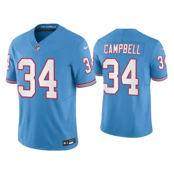 Men Oilers Throwback Limited Earl Campbell Titans Light Blue Jersey