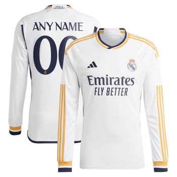 Real Madrid 2023/24 Home Replica Custom Long Sleeve Jersey - White
