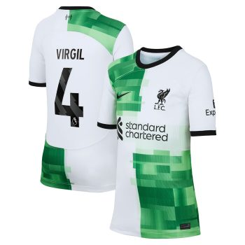 Virgil van Dijk Liverpool Youth 2023/24 Away Replica Player Jersey - White
