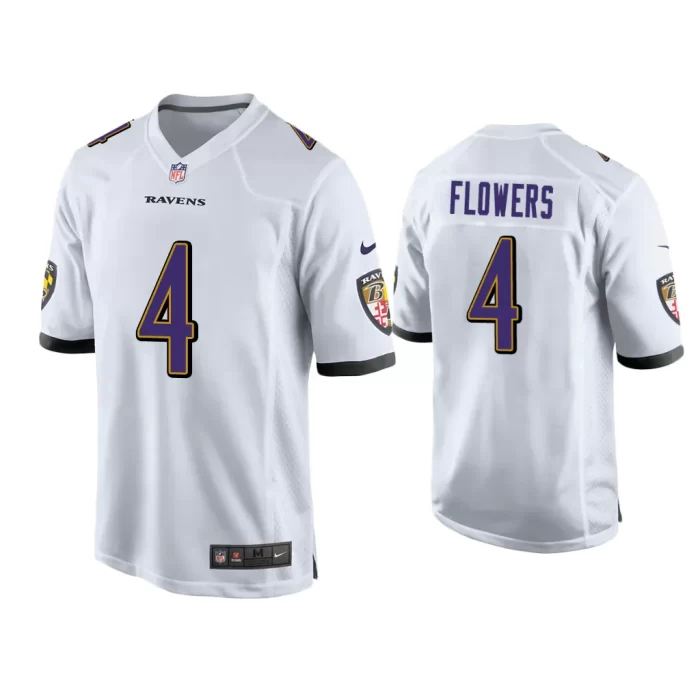 Zay Flowers Baltimore Ravens White 2023 NFL Draft Game Jersey