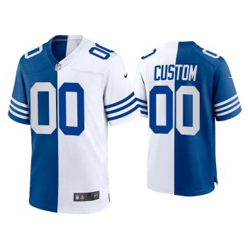 Custom Indianapolis Colts Royal White 2021 Throwback Split Jersey